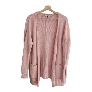 Universal Thread Cardigan Sweater Lt.Pink  Ribbed Knit Cotton Pockets Medium